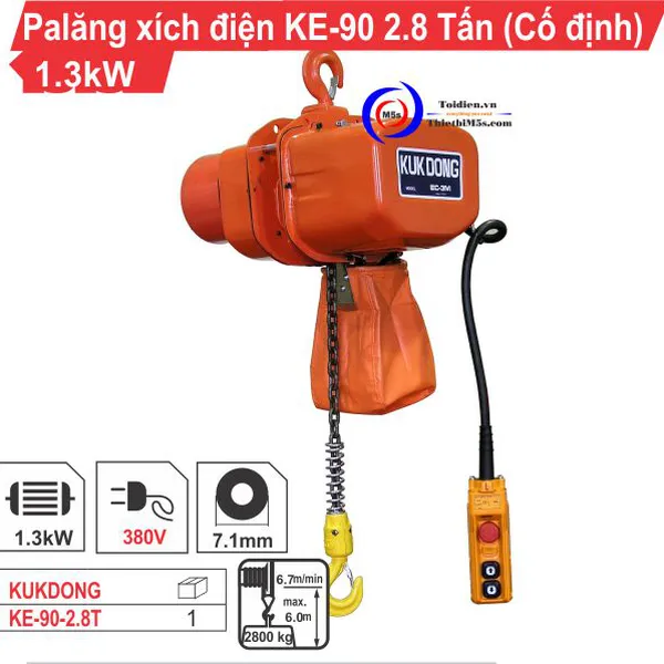 Palăng xích điện 2.8 Tấn KE-90 (cố định)