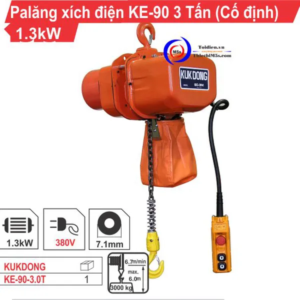 Palăng xích điện 3 Tấn KE-90 (cố định)