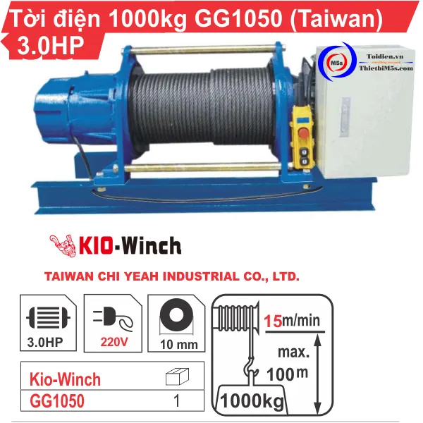 TỜI ĐIỆN 1 TẤN KIO WINCH GG-1050