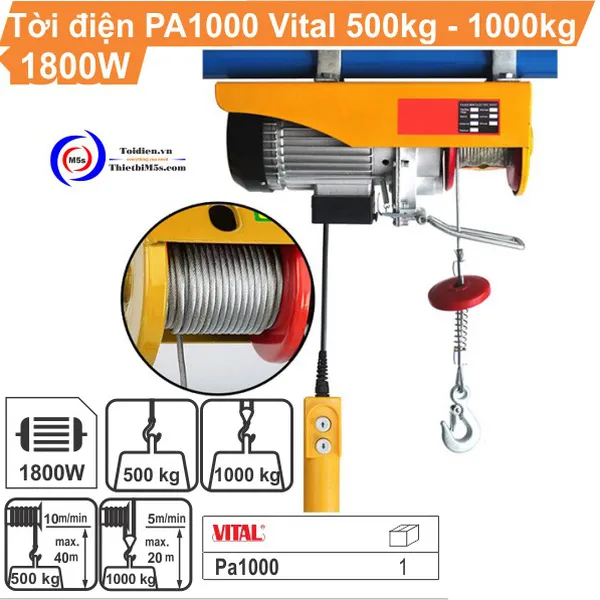Tời Điện 1000kg Vital 1800W