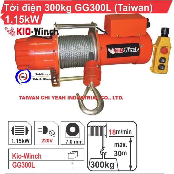 TỜI ĐIỆN 300KG KIO WINCH GG-300L