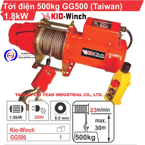 TỜI ĐIỆN 500KG KIO WINCH GG-500