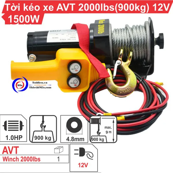 Tời Kéo Xe ATV 2000LBS (900kg) 12V