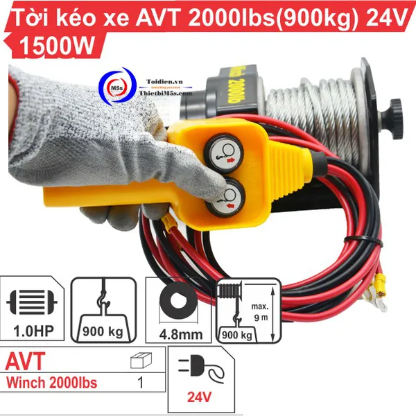 Tời Kéo Xe ATV 2000LBS (900kg) 24V