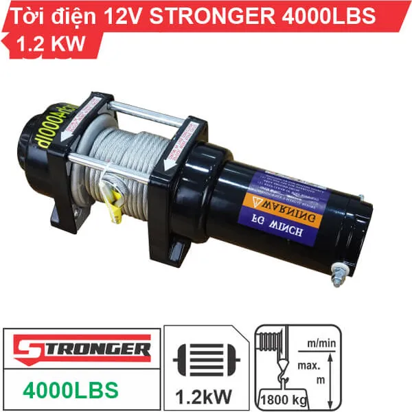 Tời điện kéo xe 12V 4000LBS STRONGER