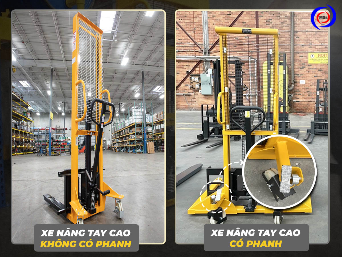 Xe nâng tay cao không phanh và có phanh Xe nâng tay cao không phanh và có phanh