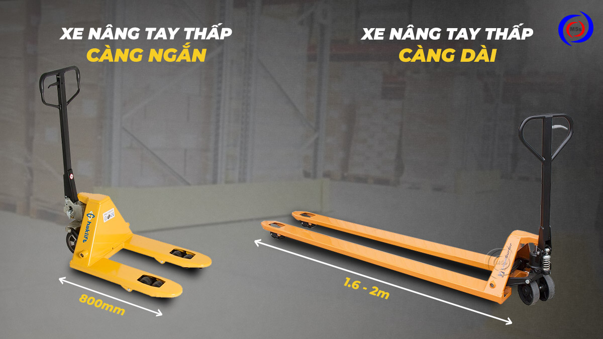 Xe nâng tay thấp càng dài và càng ngắn Xe nâng tay thấp càng dài và càng ngắn