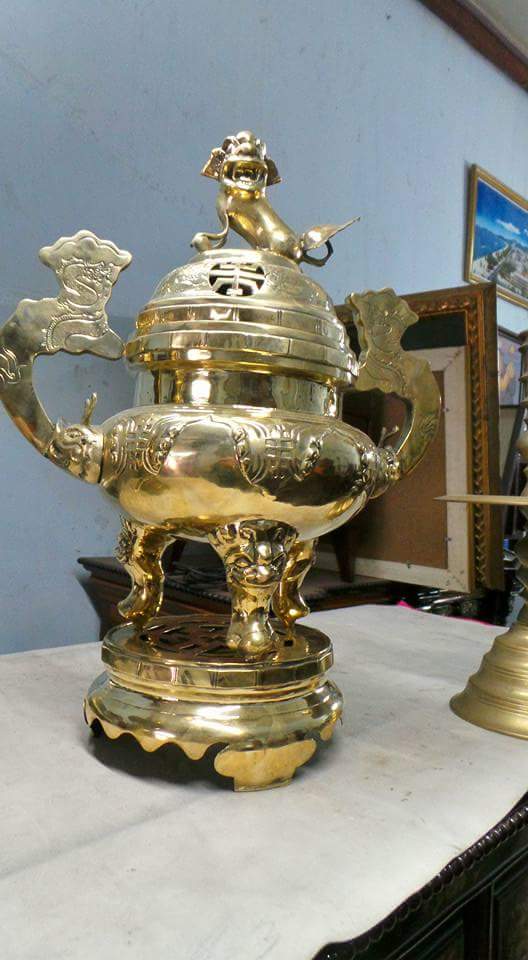 Lư đồng xưa cao 48cm Lư đồng xưa cao 48cm