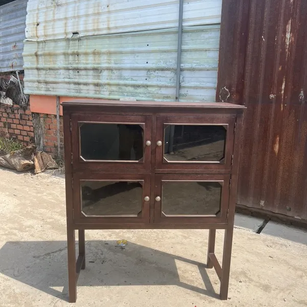 Tủ ly gỗ cũ gỗ Dầu xưa 124x102x40cm - Bí quyết trang trí không gian độc đáo