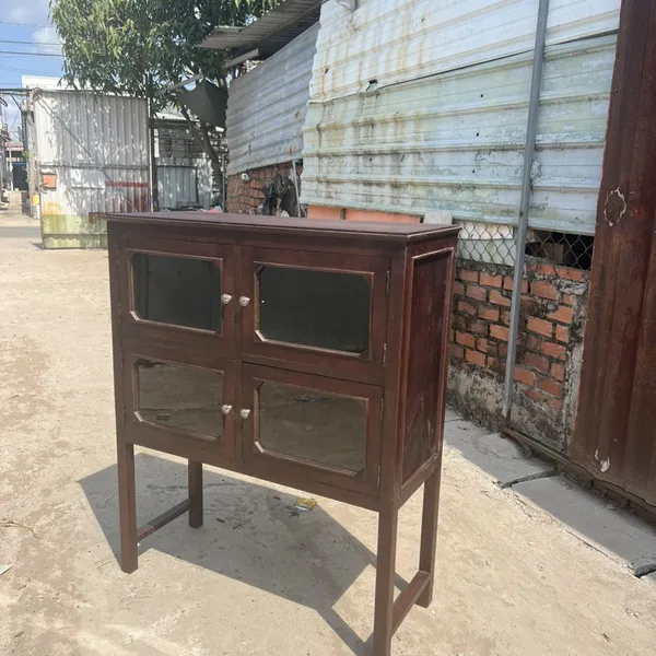 Tủ ly gỗ cũ gỗ Dầu xưa 124x102x40cm - Bí quyết trang trí không gian độc đáo