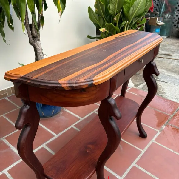 Bàn console bán nguyệt gỗ Cẩm Lai cao 81x120x32cm chất lượng