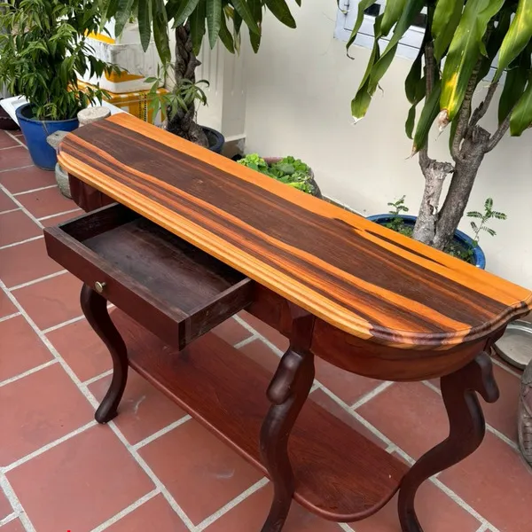 Bàn console bán nguyệt gỗ Cẩm Lai cao 81x120x32cm chất lượng