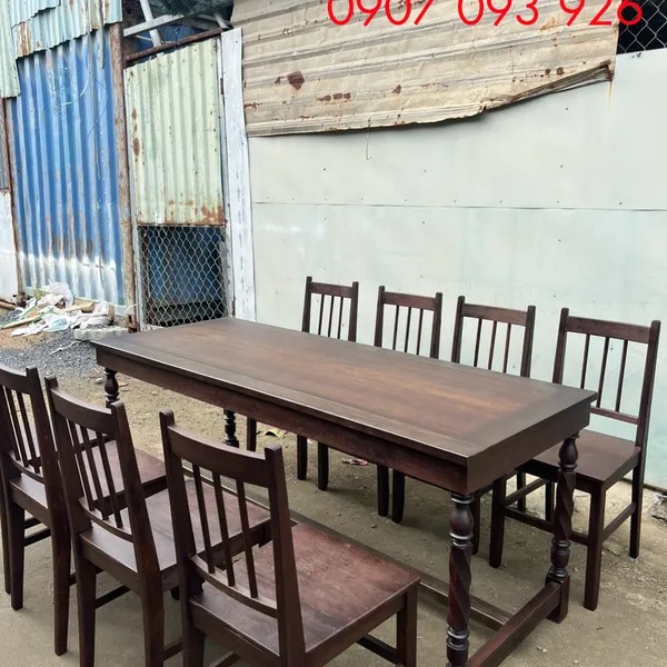 Bộ bàn ăn 8 ghế gỗ tự nhiên cao: 75x182x70cm cho mọi không gian