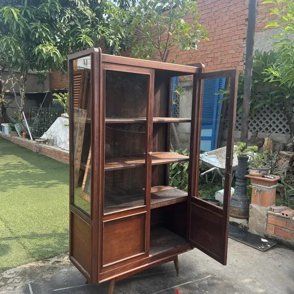 Tủ ly gỗ cũ gỗ Gõ Đỏ xưa cao 165x91x40cm chất lượng vượt trội