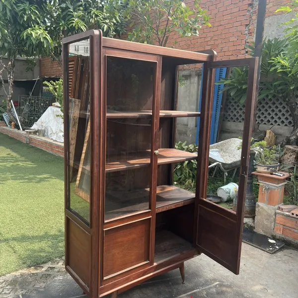 Tủ ly gỗ cũ gỗ Gõ Đỏ xưa cao 165x91x40cm chất lượng vượt trội