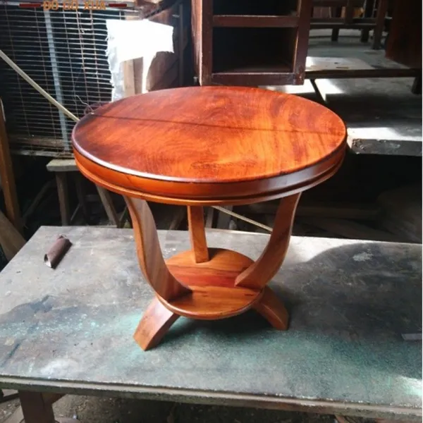 bàn gỗ tròn xưa (Cao: 46cm; đk: 50cm), Gỗ Gỏ Đỏ