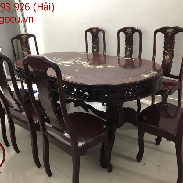 Bộ bàn ăn 9 món Gỗ Cẩm Lai Cẩn Ốc