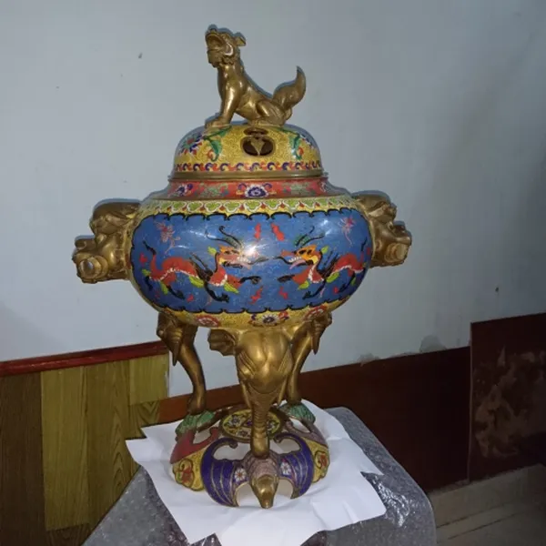 Lư hương đồng cổ pháp lam quý hiếm đẹp không tì vết