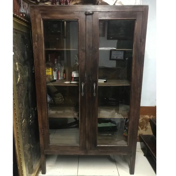 Tủ ly trưng bày gỗ Dầu xưa (1m56*90cm*43cm)