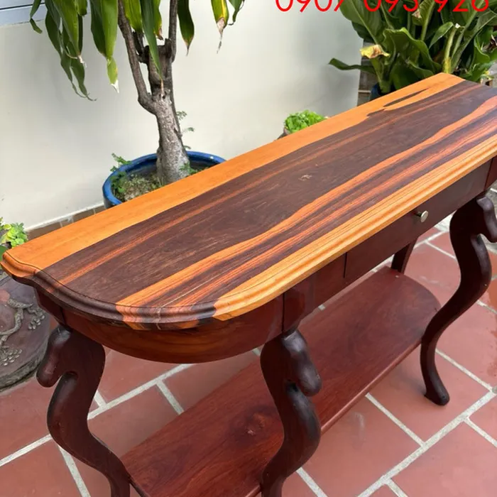 Bàn console bán nguyệt gỗ Cẩm Lai cao 81x120x32cm chất lượng
