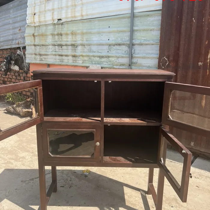 Tủ ly gỗ cũ gỗ Dầu xưa 124x102x40cm - Bí quyết trang trí không gian độc đáo