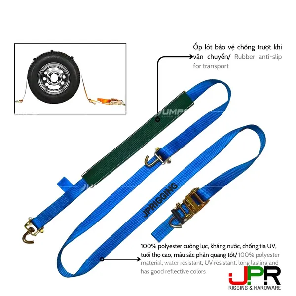 Bộ dây chằng hàng bánh xe ô tô bản 50mm 5000kg