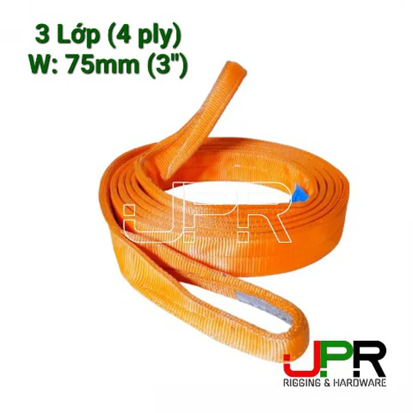 Dây cáp vải kéo hàng 24 tấn bản 75mm may 3 lớp