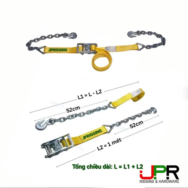 Dây chẳng hàng tăng đơ 5 tấn 2 đầu dây xích móc gài xích