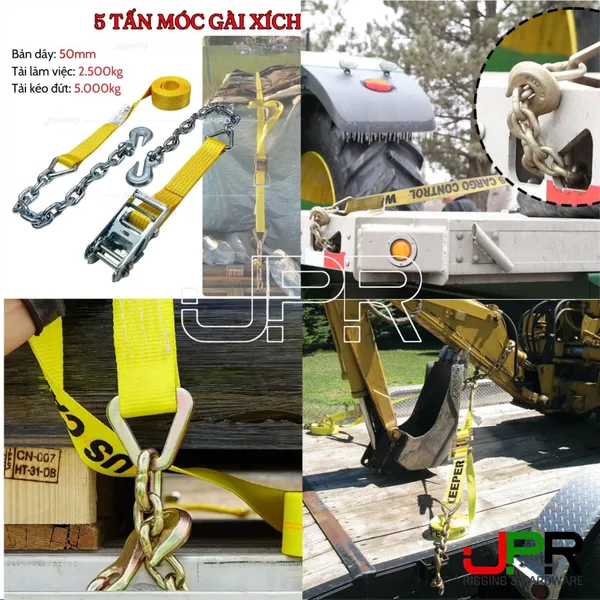 Dây chẳng hàng tăng đơ 5 tấn 2 đầu dây xích móc gài xích