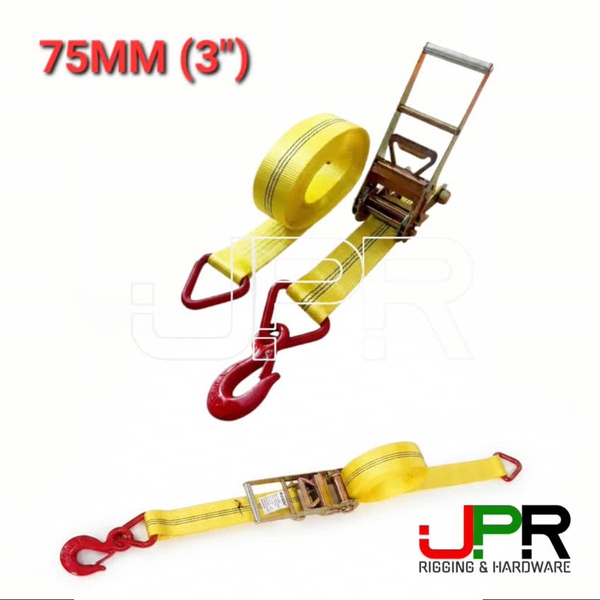 Dây cảo chằng hàng tăng đơ bản 75mm 10 tấn móc snap hook và khoen tam giác