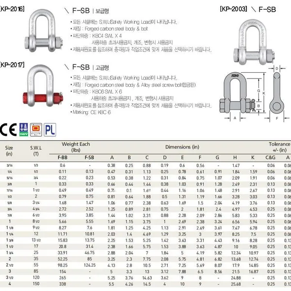 Ma ní chữ U chốt xỏ an toàn KBC Hàn Quốc