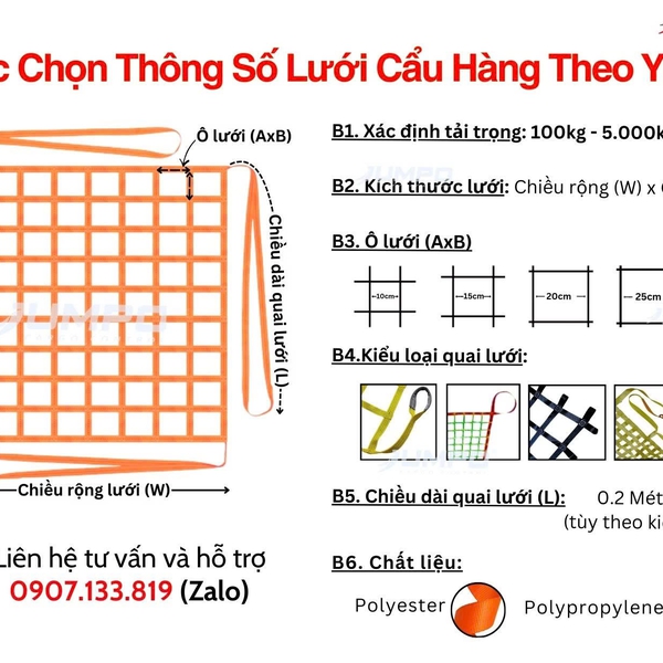 Lưới cẩu hàng dây đai 4 mắt mềm