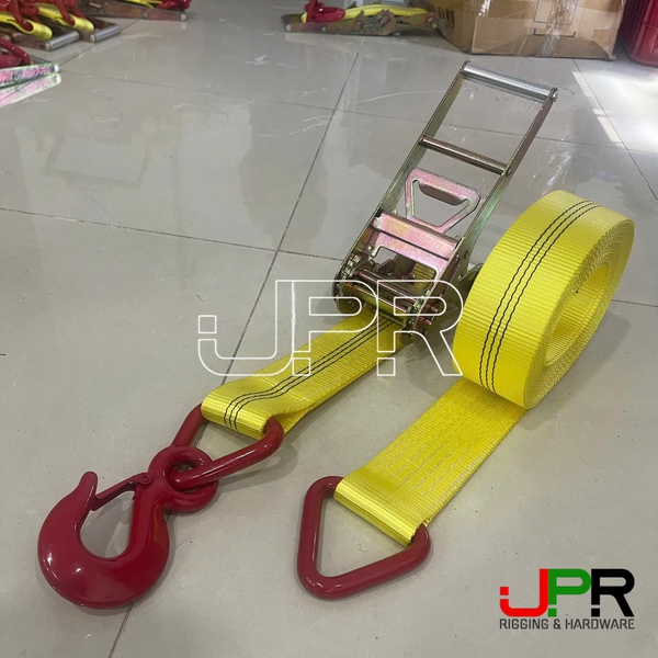 Dây cảo chằng hàng tăng đơ bản 75mm 10 tấn móc snap hook và khoen tam giác