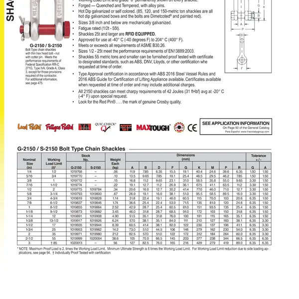Ma ní Chữ U Crosby (USA) chốt xỏ an toàn