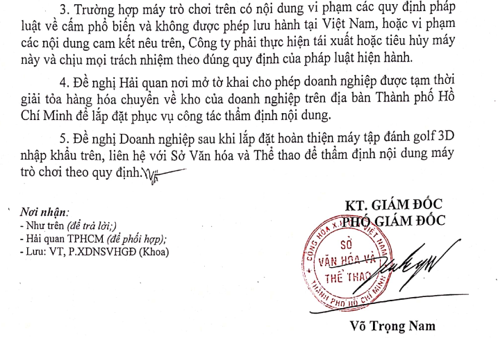 thủ tục nhập khẩu máy đánh golf 3d trong nhà