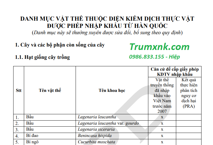 thủ tục kiểm dịch thực vật nhập khẩu