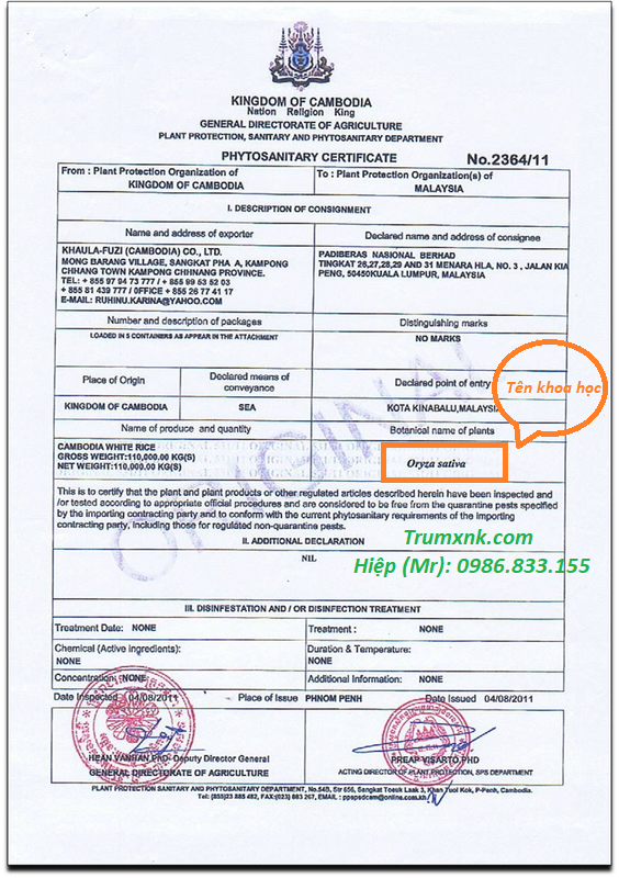 đăng ký kiểm dịch thực vật nhập khẩu