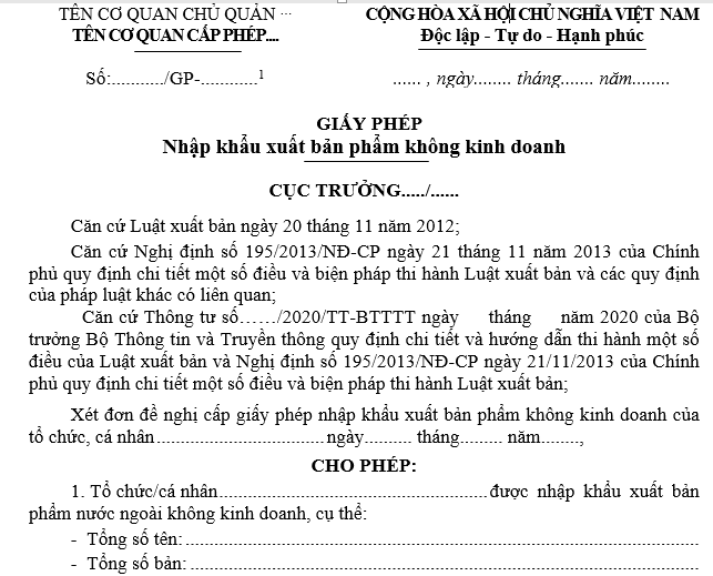 thủ tục nhập khẩu sách, catalogue sản phẩm, bản đồ, văn hóa phẩm khác