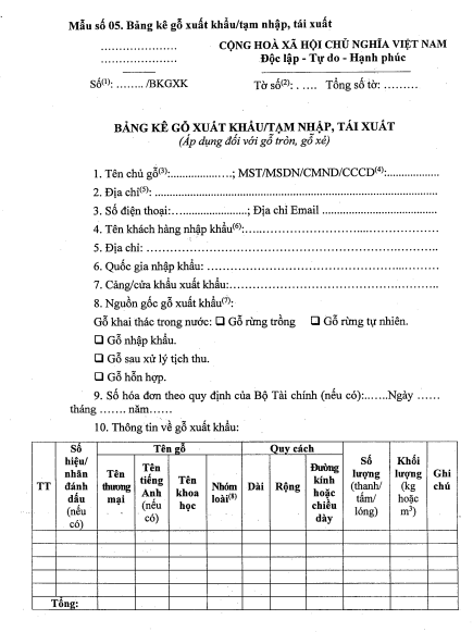 thủ tục xuất khẩu bàn ghế gỗ