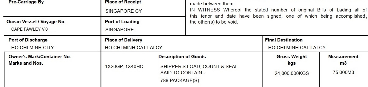 VẬN CHUYỂN HÀNG TỪ SINGAPORE VỀ VIỆT NAM