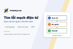 Tìm lỗi mạch điện tử từng bước: quan sát, đo nguồn, chia đôi mạch