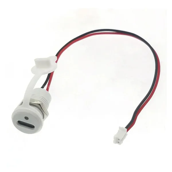 Jack nguồn type C tròn 2 Pin, kiểu gài hộp, màu đen