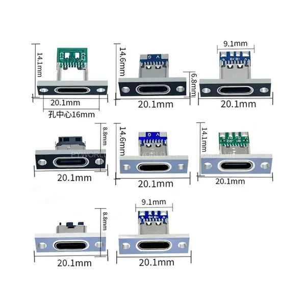 Mạch ra chân USB-C USB Type C gắn panel -  Female With Fixing Plate Breakout Board