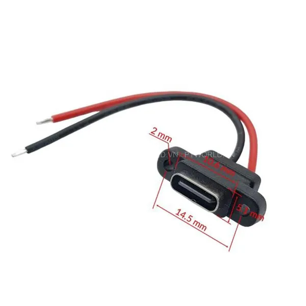 Jack nguồn type C dẹt, có tai ngang