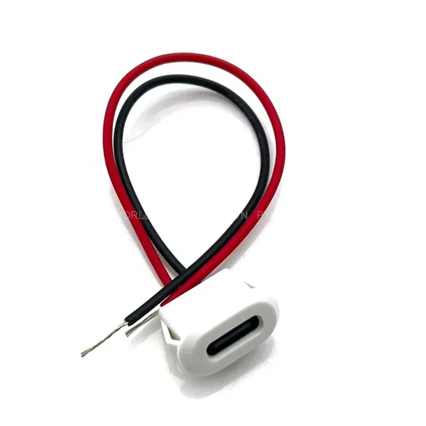 Jack nguồn type C, 2 Pin, màu trắng, dạng OVAL