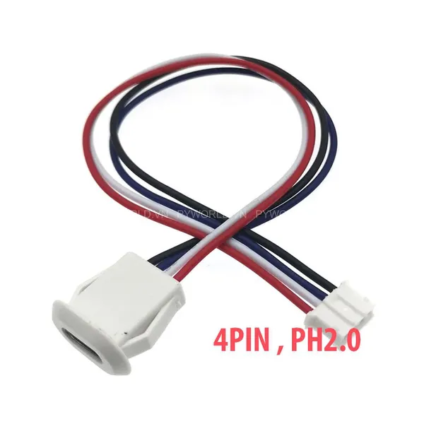 Jack nguồn type C, 4 Pin, Màu  trắng, dạng OVAL, có sẵn jack PH2.0