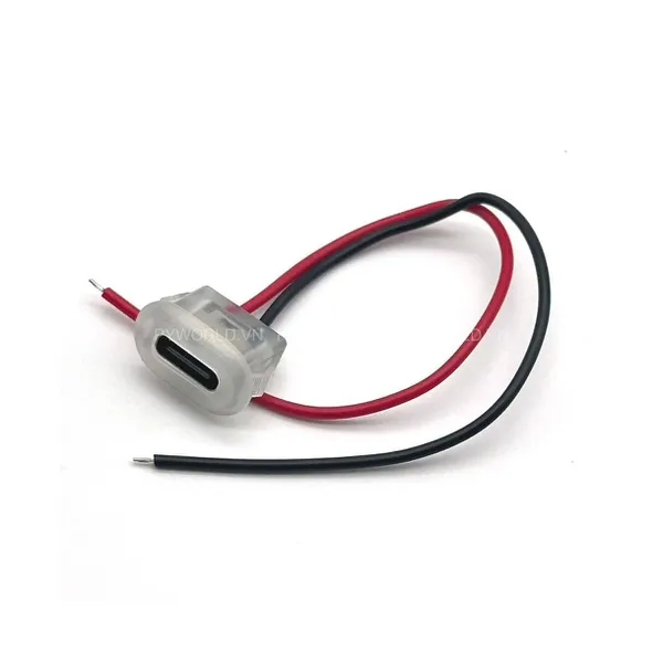 Jack nguồn type C,  2 Pin, Trong suốt, dạng OVAL