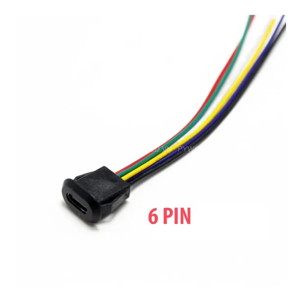 Jack nguồn type C, 6 Pin, Màu  đen, dạng OVAL
