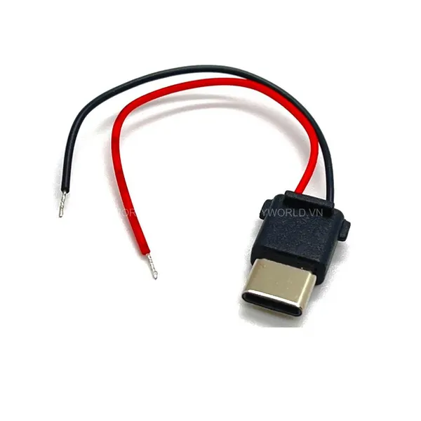 Jack nguồn type C đực, 2 Pin, hàn sẵn dây