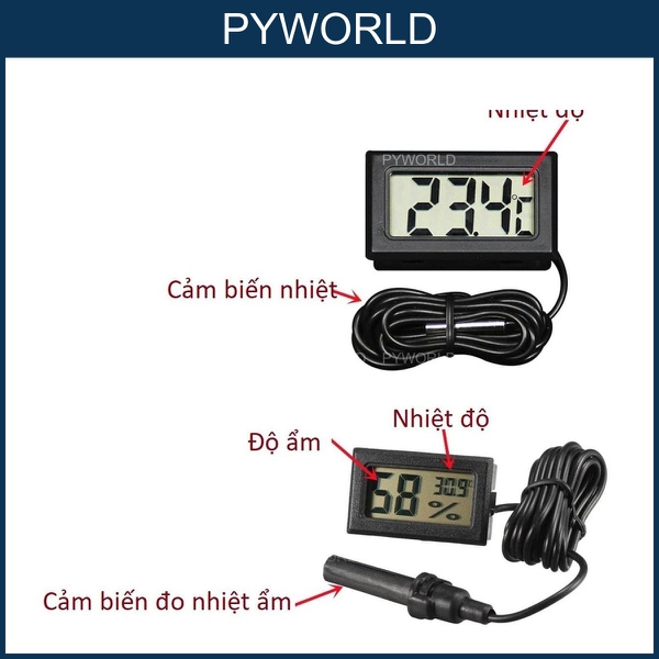 Đồng Hồ Đo Nhiệt Độ - Độ Ẩm Điện Tử Mini Có Sẵn Pin + Tặng 2 Pin Dự Phòng – Chính Xác, Tiện Lợi, Dễ Dàng Sử Dụng